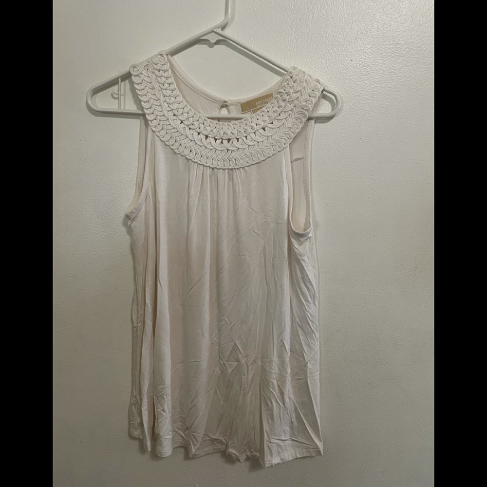 Michael Michael Kors White Crochet Trim Tank – Size S
